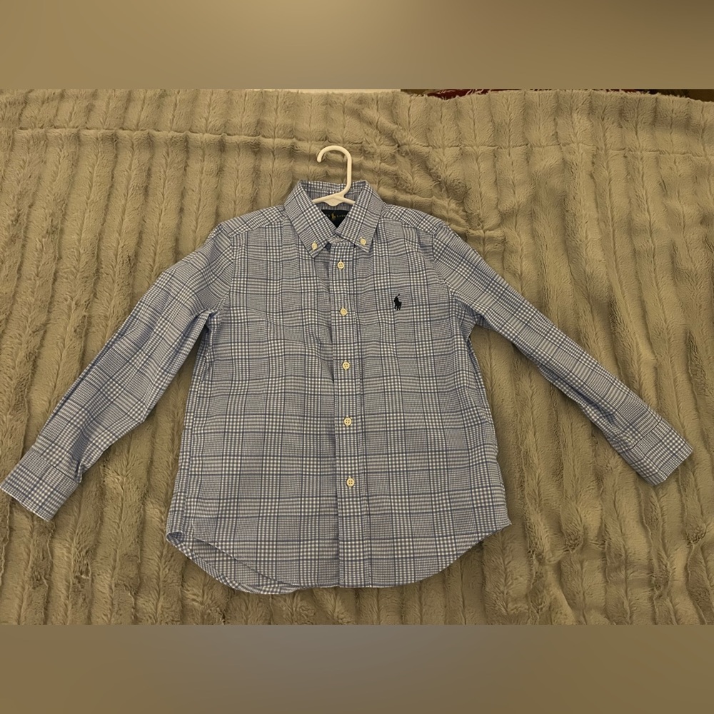 Boy’s Ralph Lauren Plaid Cotton Poplin Shirt | Size 6 | Light Blue